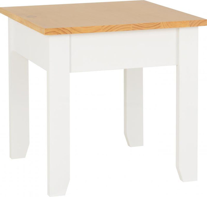 Ludlow Lamp Table in White With Oak Lacquer